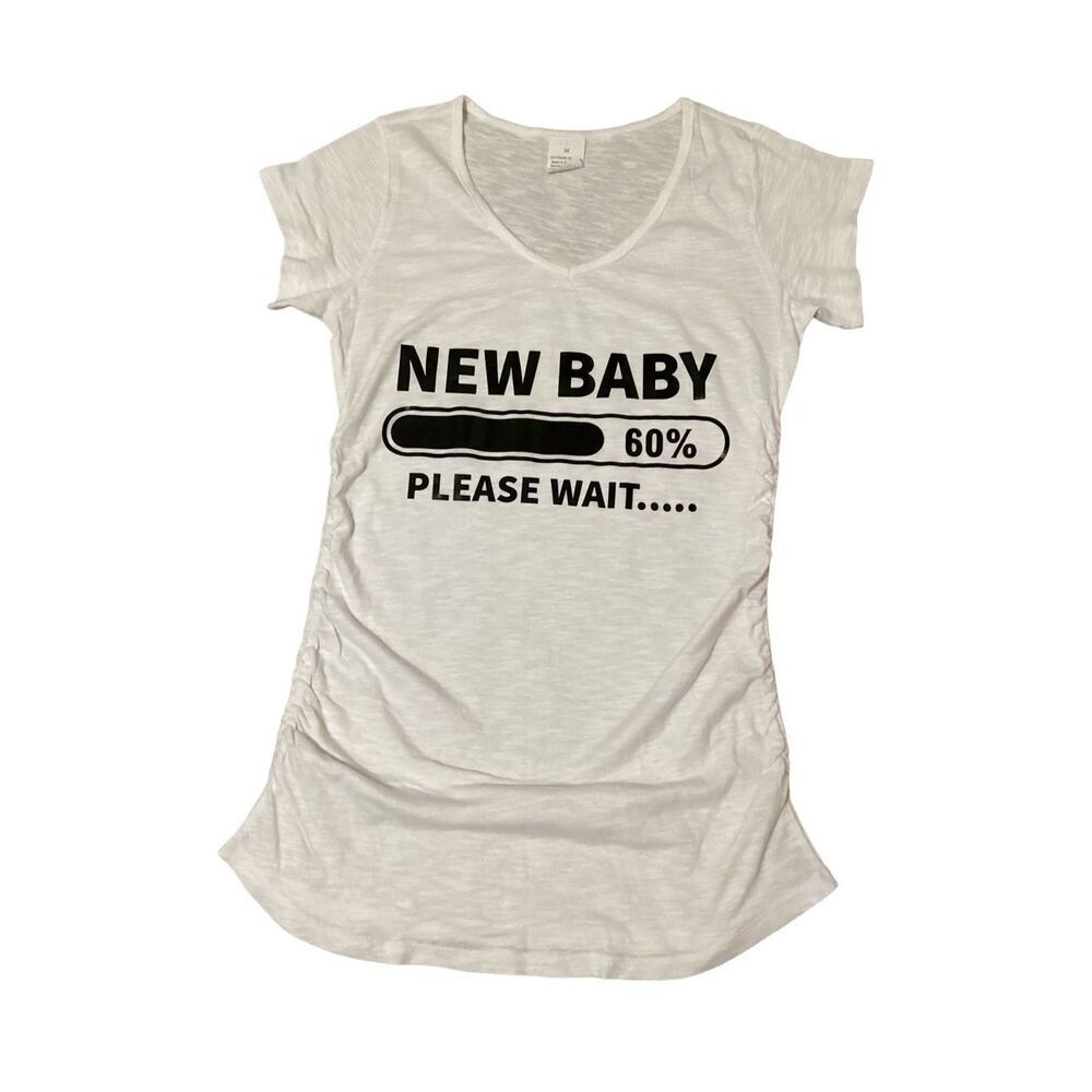“ New Baby Please Wait “ Maternity Tee Shirt M - Picture 2 of 5